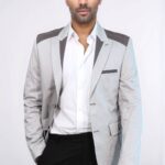 Double Buttons Bag Pocket Shoulder Piece Grey Jacket-Wessi