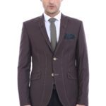 Double Buttons Stitch Embroidered Brown Jacket-Wessi