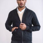 Flap Pockets Suede Black Men Bomber Coat - Wessi