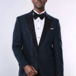 Glitter Pattern Green Men Tuxedo Jacket - Wessi