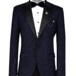 Glitter Shiny Navy Blue Men Blazer - Wessi