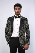 Glittery Slim Fit Black Men Wedding Tuxedo Blazer