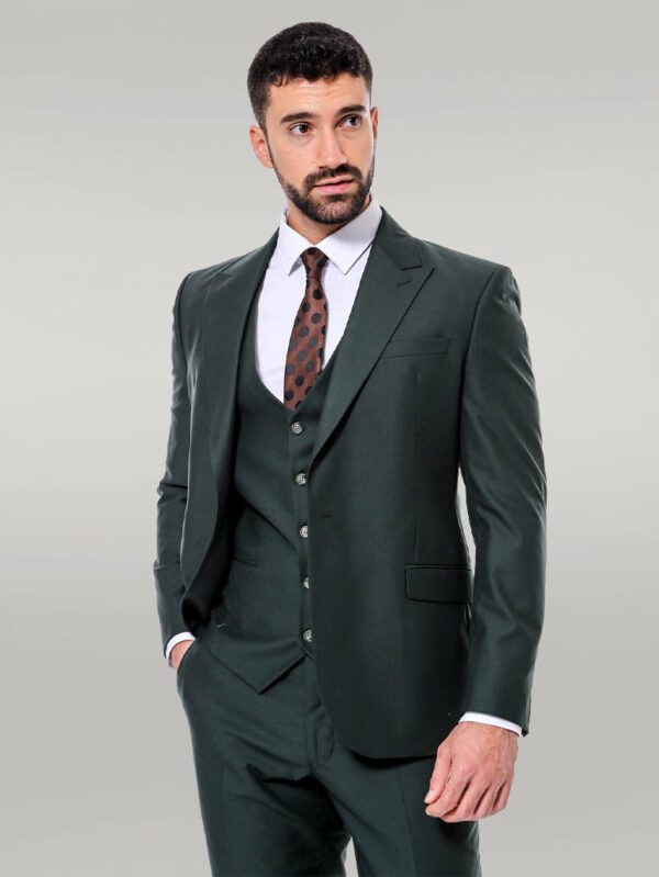 Green Men's Plain Suit with Vest - Wessi