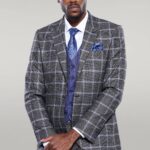 Grey Blue Checked Suit - Wessi