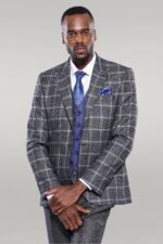 Grey Blue Checked Suit