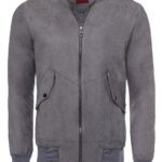Grey Patch Pockets Suede Bomber Coat - Wessi