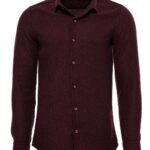 Herringbone Patterned Dark Burgundy Men Lumberjack Shirt - Wessi
