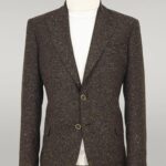 Houndstooth Pattern Wool Brown Men Blazer - Wessi