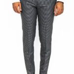 Houndstooth Patterned Anthracite Men Pants - Wessi