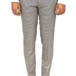 Houndstooth Patterned Light Brown Men Pants - Wessi