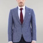 Light Blue Linen Dot Patterned Jacket | Wessi