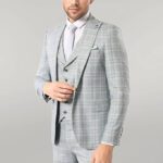 Light Green Checked Mens Suit | Wessi