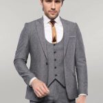 Linen Touch Black 3 Piece Men's Suit | Wessi
