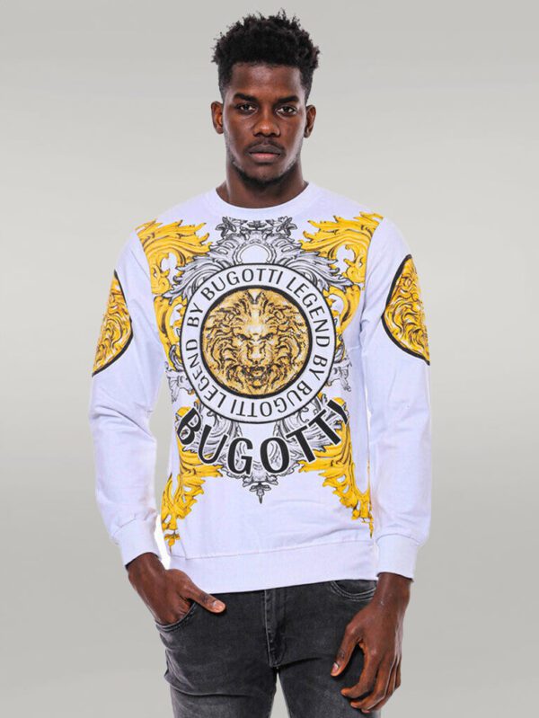 Lion Patterned Slim Fit White Sweatshirt - Wessi