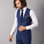 Men's Indigo Necked Vest with Trousers - Wessi