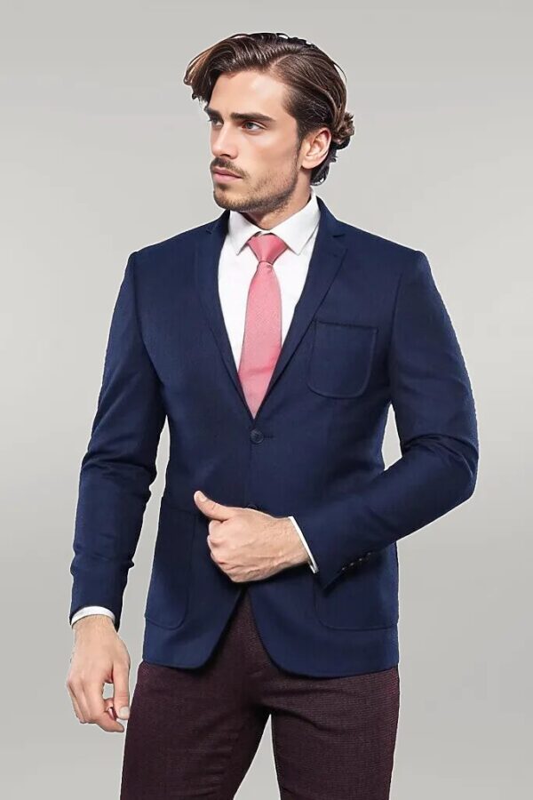 Modeled Slim Fit Navy Blue Jacket | Wessi