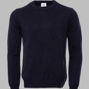 Navy Blue Crew Neck Sweater - Wessi