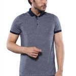 Navy Blue Polo Printed Men T-Shirt | Wessi
