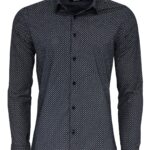 Navy Blue Tiny Check Patterned Slim Fit Shirt - Wessi