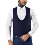 Navy Blue Vest Separate with Watch Pockets - Wessi
