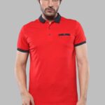 Navy Detailed Men's Polo T-Shirt Red | Wessi