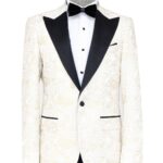 Paisley Peak Lapel White Men Groom Wedding Jacket - Wessi