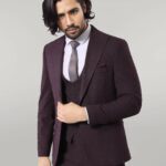 Patterned Burgundy Suit - Wessi