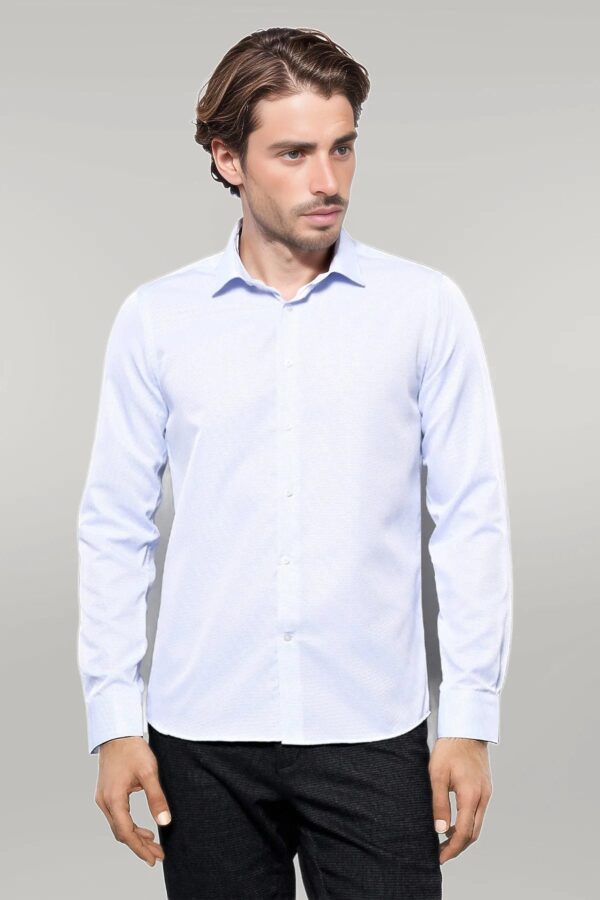 Patterned Casual Baby Blue Shirt | Wessi