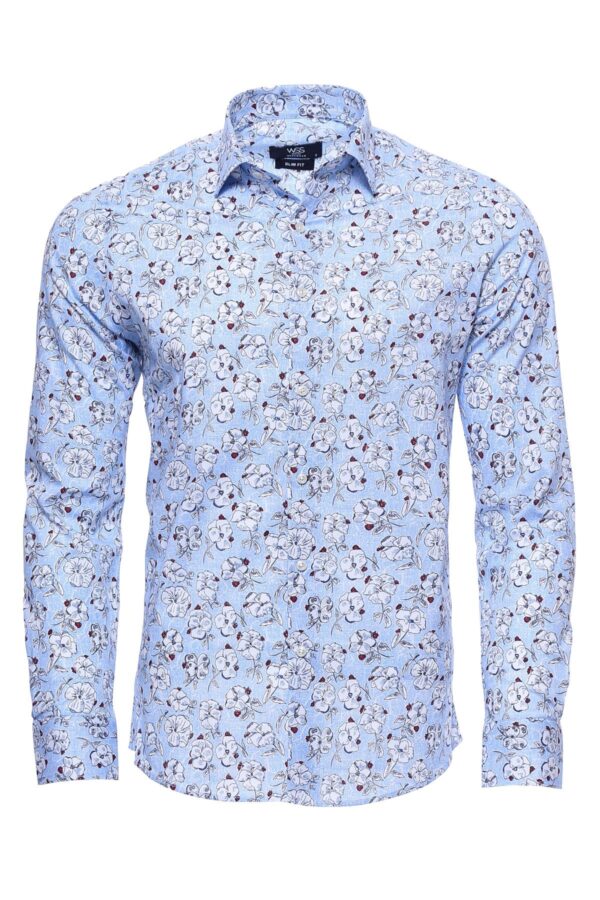 Patterned Cotton Light Blue Shirt-Wessi