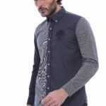 Patterned Crested Black Shirt-Wessi
