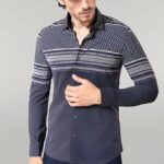 Patterned Navy Blue Men Shirt - Wessi