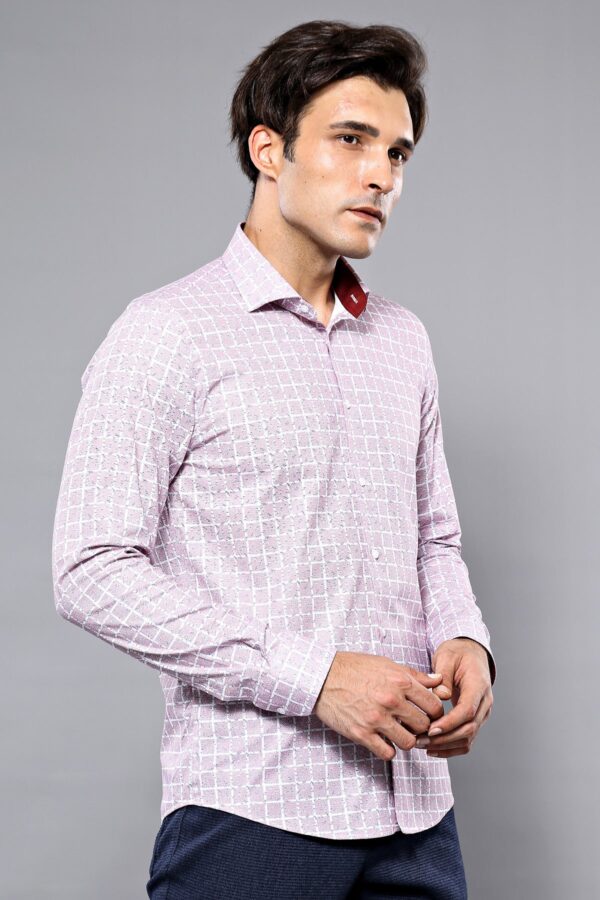 Patterned Plaid Burgundy Shirt - Wessi