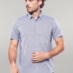 Patterned Short Sleeve Blue Men Shirt - Wessi