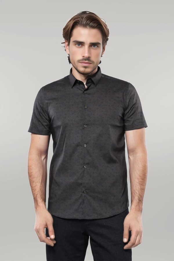 Patterned Short Sleeves Khaki Men Shirt - Wessi