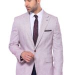 Patterned Slim-Fit Claret Red Blazer - Wessi