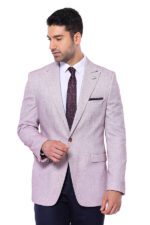 Patterned Slim-Fit Claret Red Blazer