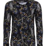 Patterned Slim Fit Long Sleeves Black Men Shirt - Wessi