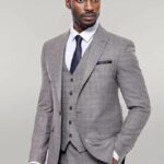 Patterned Vested Slim-Fit Brown Men Suit - Wessi