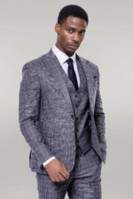 Patterned-Vested-Slim-Fit-Navy-Blue-Men-Suit-Wessi-4