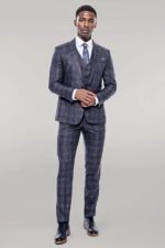 Patterned-Vested-Slim-Fit-Navy-Blue-Mens-Suit-Wessi-1
