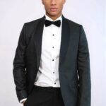 Pentagon Patterned Shawl Lapel Black Men Evening Jacket - Wessi