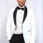 Pentagon Patterned Shawl Lapel White Men Wedding Tuxedo Jacket - Wessi