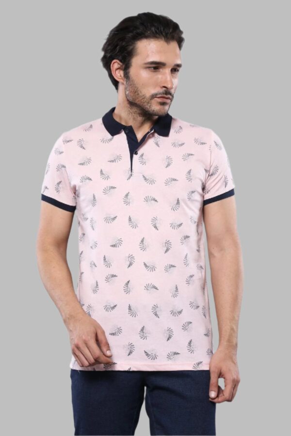 Pink Printed Polo T-Shirt | Wessi