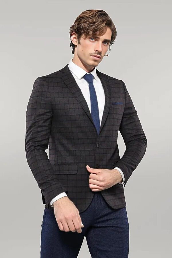 Plaid Brown Jacket with Handkerchief - Wessi
