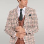 Plaid Brown Men Suit - Wessi