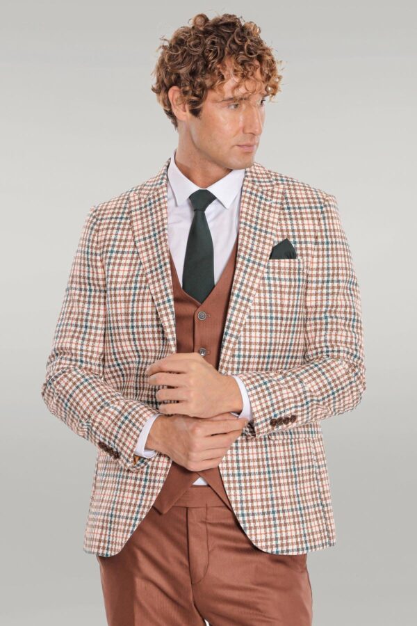 Plaid Brown Men Suit - Wessi