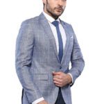 Plaid Cotton Blue Sport Coat - Wessi
