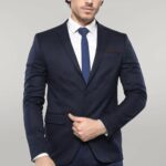 Plaid Navy Blue Jacket with Handkerchief - Wessi