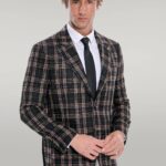 Plaid Slim Fit Black Men Blazer - Wessi