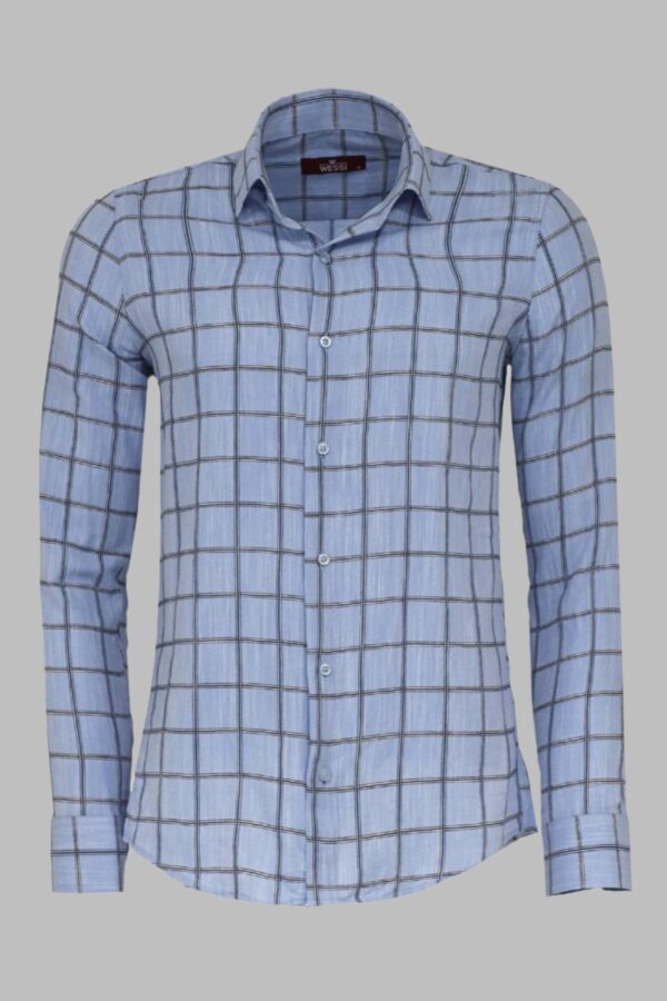 Plaid Slim Fit Blue Men Shirt - Wessi